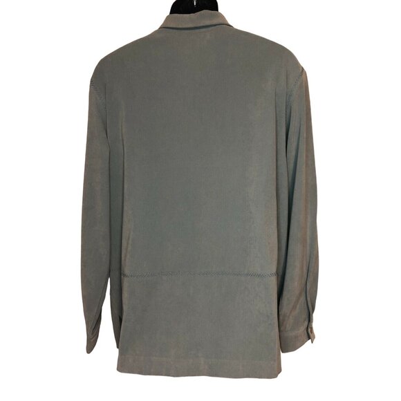 Alfred Dunner Womens Seafoam Long Sleeve Button Up Solid Moleskin Shirt Size 20 - Picture 2 of 9